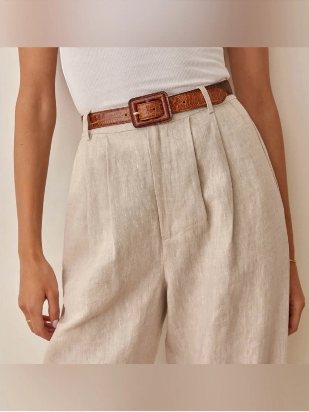Reformation Vesta Linen Pants Women’s Size 6 Wide Leg Pleated Minimalist Work